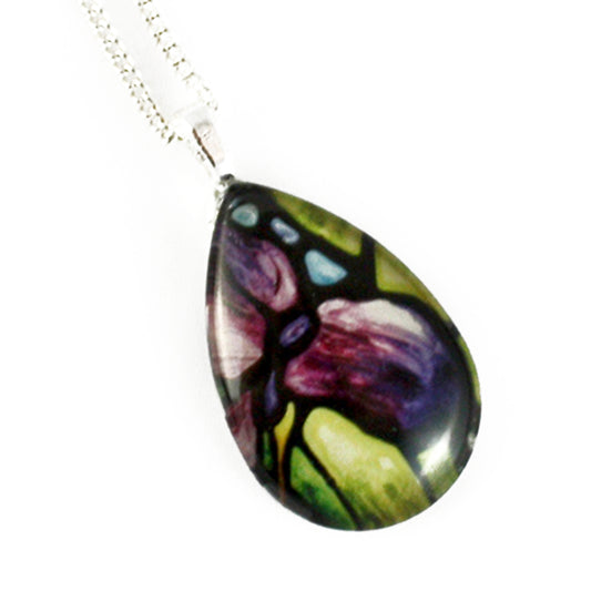 Purple Iris Teardrop Necklace