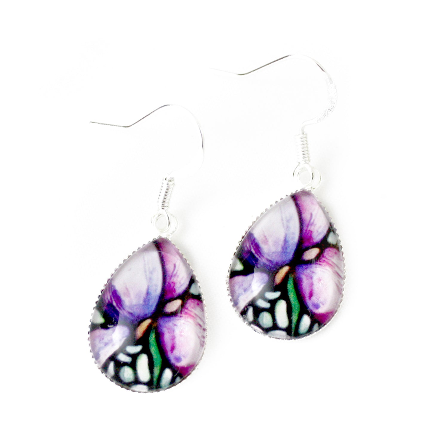 Purple Iris Flower Jewelry Set