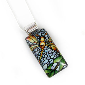 Dragonfly Necklace - Rectangle Pendant