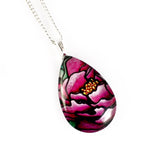 Load image into Gallery viewer, Pink Peony Flower Teardrop Necklace
