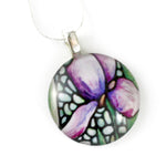 Load image into Gallery viewer, Iris Flower Necklace - Circle Pendant
